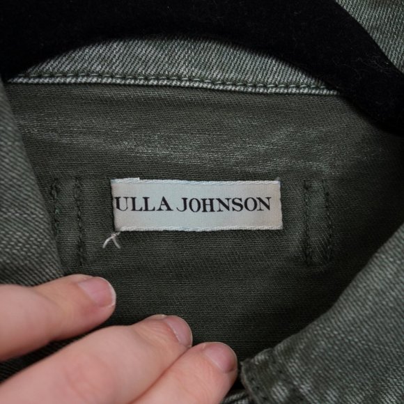 Ulla Johnson Atticus Denim Jacket Army Green F34 - Picture 11 of 12